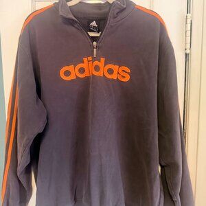 Adidas Quarter-Zip Sweatshirt – Gray & Orange (Size L)